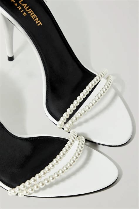 ysl white heels with pearls|luna pointed toe pearl high heels.